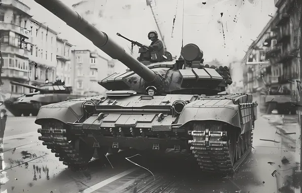 Picture Retro, Tanks, Digital art, Black and white, Tanker, AI art, The Art of Artificial Intelligence, …
