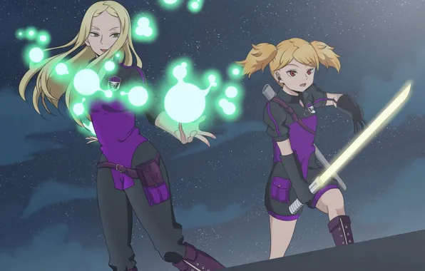 Night, weapons, girls, anime, World Trigger, The pulse of the world