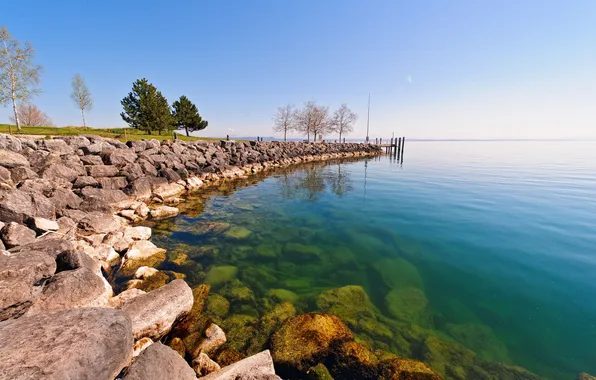 Sea, landscape, nature, river, stones