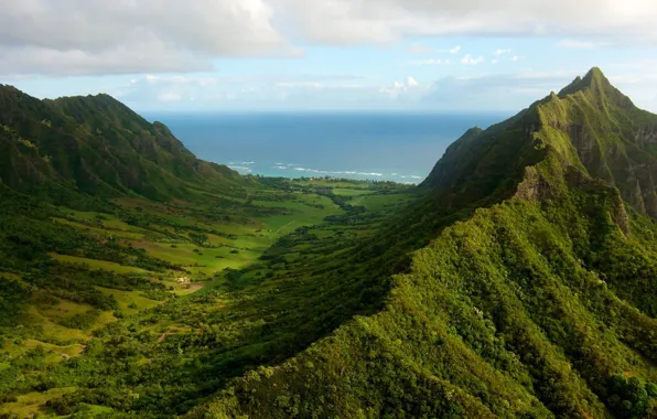 Picture sea, the sky, mountains