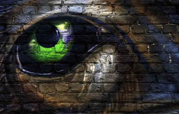 Picture eyes, wall, figure, texture