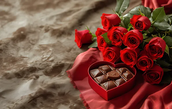 Love, flowers, holiday, gift, roses, bouquet, red, bow