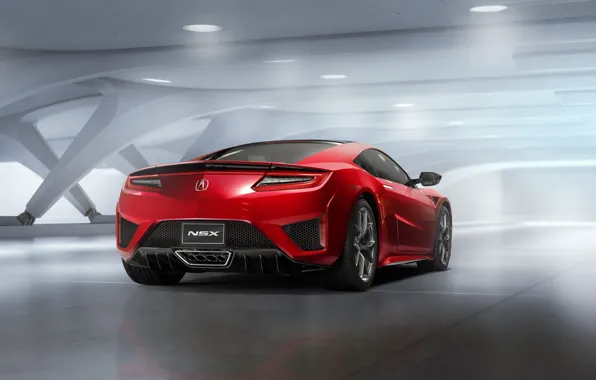 Picture Red, Car, Acura, NSX, Rear, 2015, Ligth