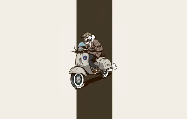Minimalism, Figure, Skull, Style, Background, Moped, Fantasy, Art