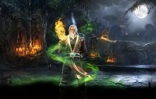 Forest, magic, mortal kombat, Shang Tsung