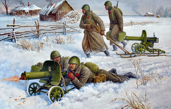 Picture Winter, The great Patriotic war, Soviet, The red army, The second World war, easel, The …