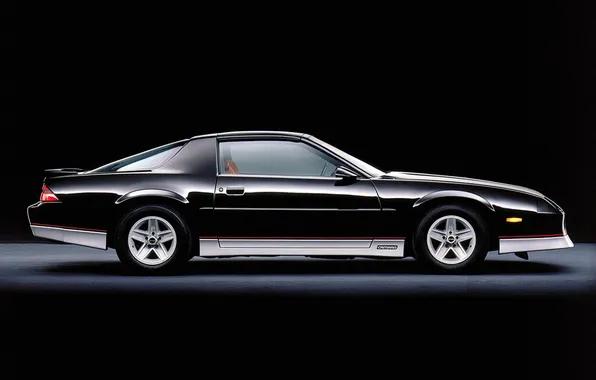 Picture car, black background, sports coupe, 80., Chevrolet Camaro 1988