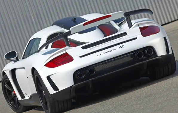 Picture white, tuning, Porsche, supercar, spoiler, Porsche, rear view, Carrera GT