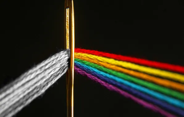Rainbow, thread, needle, ear