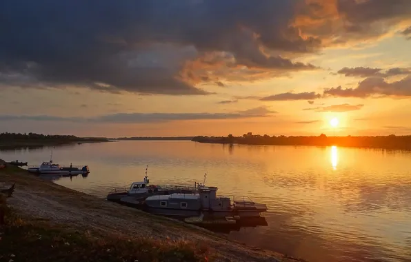 Autumn, landscape, sunset, the Ob River