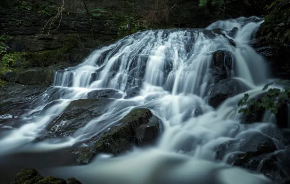 Nature, stones, rocks, waterfall, stream