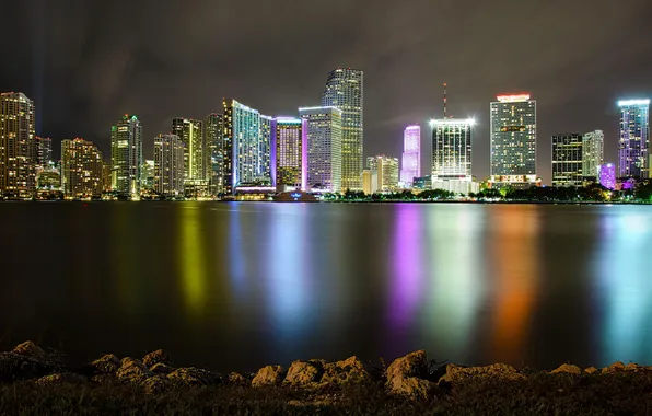 Lights, Miami, the evening, FL, Miami, Florida, vice city