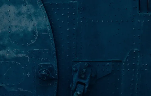Blue, metal, the door