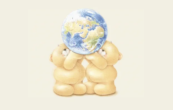 Picture mood, the world, planet, ball, art, Earth, bear, friendship