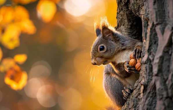 Autumn, look, light, nature, tree, legs, protein, muzzle