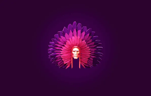 Feathers, warrior, Indian, headdress, the leader, low poly