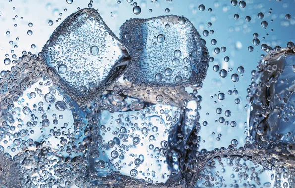 Picture ice, water, macro, bubbles, bubbles, ice, soda