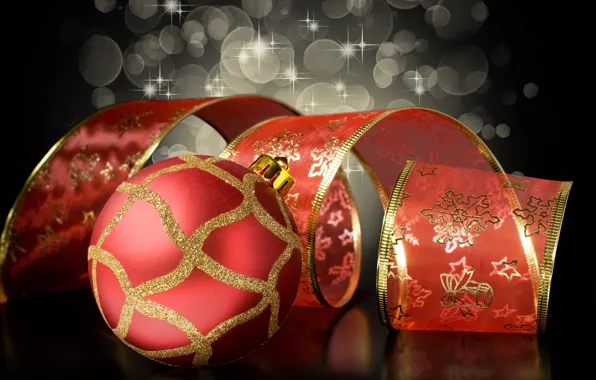 Red, background, pattern, black, toys, ball, New Year, Christmas