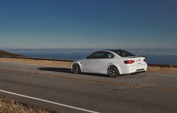 Road, white, markup, bmw, BMW, shadow, white, rear view