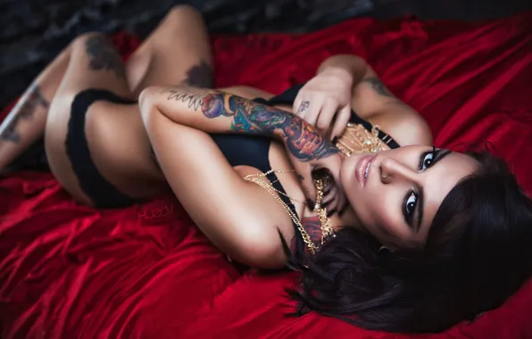 Look, girl, model, makeup, brunette, girl, tattoo, photography