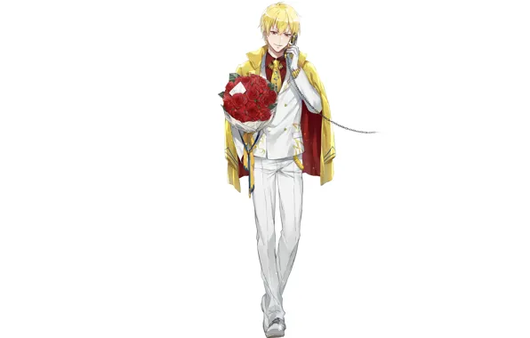 Anime, art, phone, guy, blonde, Gilgamesh, Fate Grand Order, The destiny of a great campaign