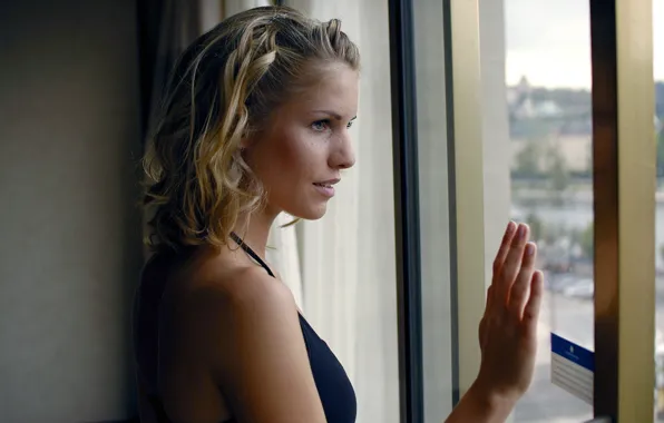 Iveta, smile, window, look, blonde, shoulder, Iveta B, Met-Art