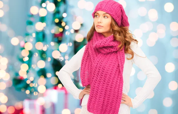 Picture white, decoration, pose, glare, background, holiday, hat, toy