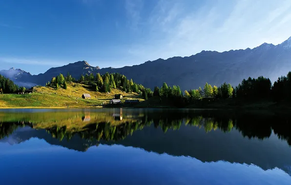 Wallpaper reflection, mountains, ice, nature, fog, Wallpaper, lake, clouds
