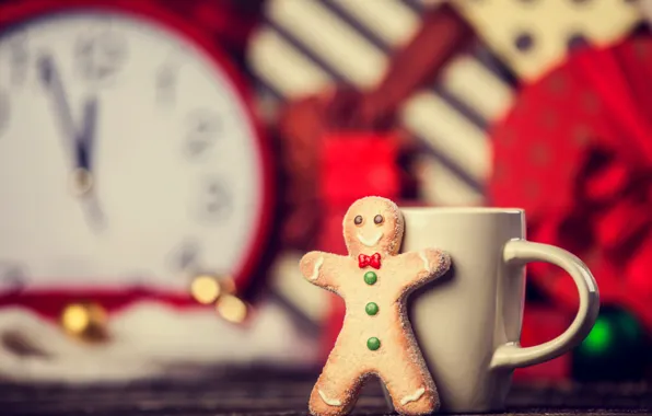 Watch, food, New Year, cookies, Christmas, Cup, christmas, Christmas
