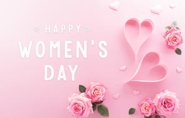 Picture flowers, happy, March 8, pink, flowers, spring, With the holiday, Women's Day