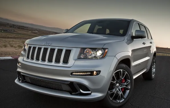 Silver, jeep, srt8, jeep, the front part, grand cherokee, Grand cheroke