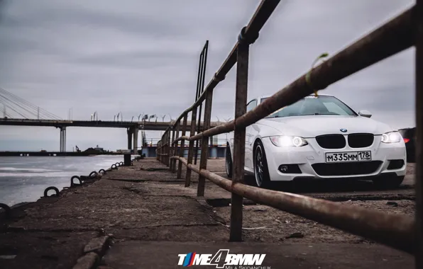 Car, machine, auto, bridge, city, fog, race, bmw