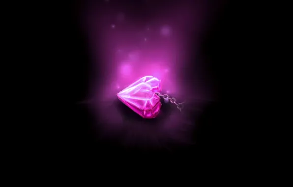 Picture crystal, pink, magic, glow, art, pendant, chain