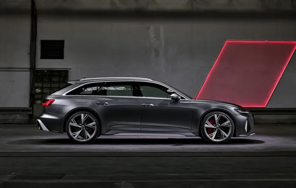 Picture Audi, universal, in profile, RS 6, 2020, 2019, dark gray, V8 Twin-Turbo