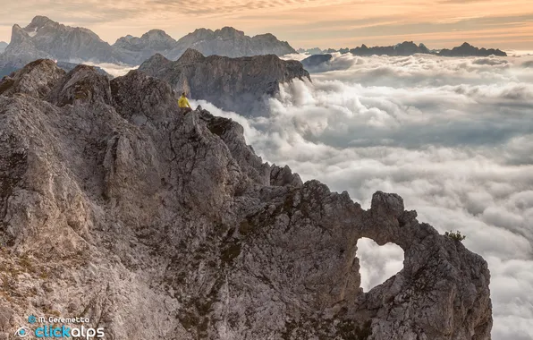 Clouds, mountains, heart, height