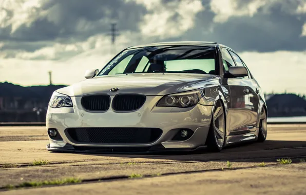 Auto, White, BMW, Machine, White, Lights, 5 Series, BMW 5 Series