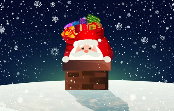 Winter, Minimalism, Snow, New Year, Christmas, Pipe, Snowflakes, Background