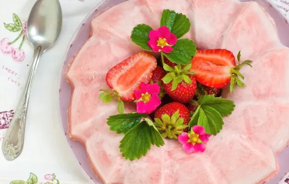 Picture strawberry, cake, dessert, souffle