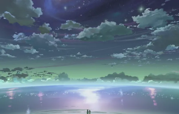 Sea, the sky, stars, horizon, 5 centimeters per second, the reflection in the water, 5 …