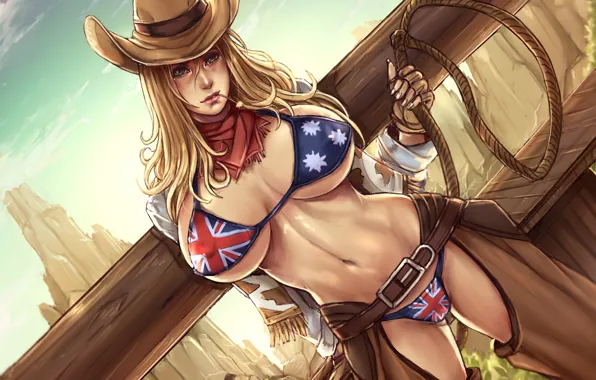 Picture girl, hat, cowboy