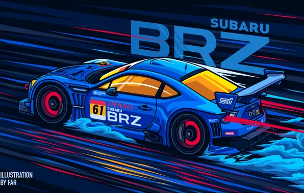 Picture car, Subaru, smoke, digital art, artwork, race cars, Subaru BRZ, vehicle