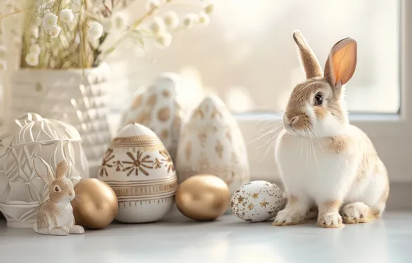 Holiday, eggs, spring, rabbit, Easter, painted, eggs, AI art
