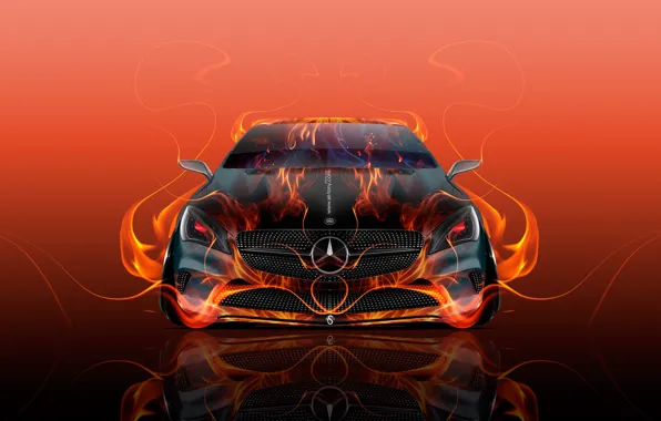 Picture Mercedes-Benz, Red, Auto, Design, Black, Yellow, Fire, Mercedes