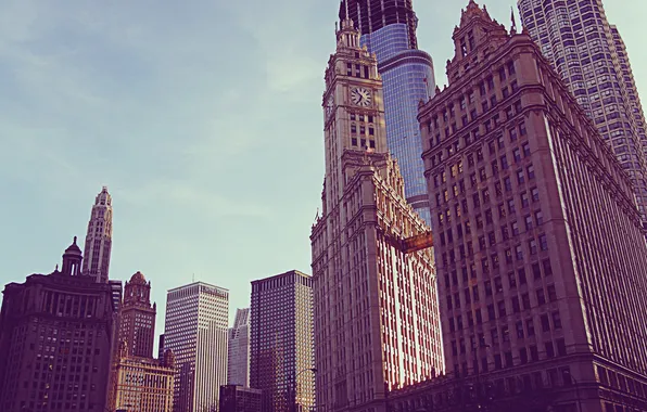 Autumn, the city, building, skyscrapers, Chicago, Illinois