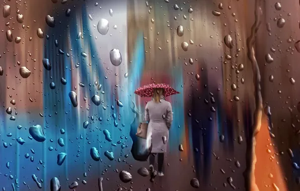 Glass, drops, the city