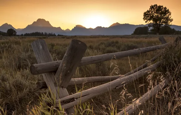 Picture sunset, mountains, nature, Grand Teton National Park