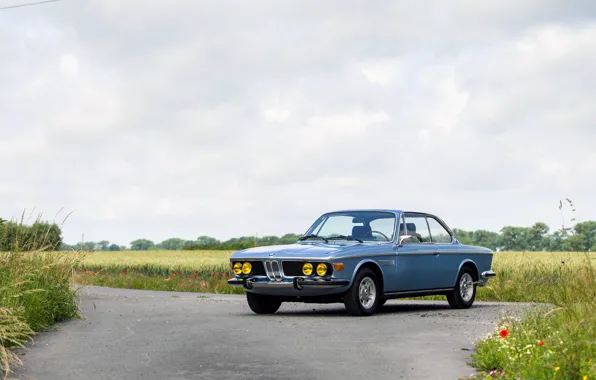 Field, Road, BMW, Wheel, 1971, Lights, Classic car, BMW 3.0 CSi (E9)