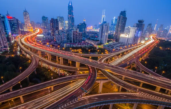 Night, the city, china, shanghai