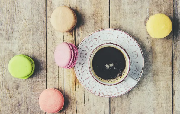 Picture colorful, coffee cup, french, macaron, a Cup of coffee, macaroon