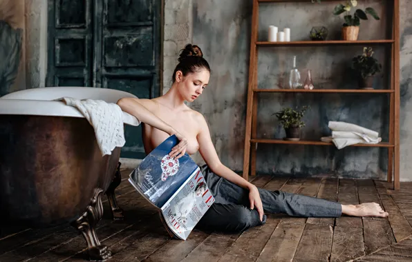 Chest, sexy, pose, model, makeup, figure, hairstyle, bath